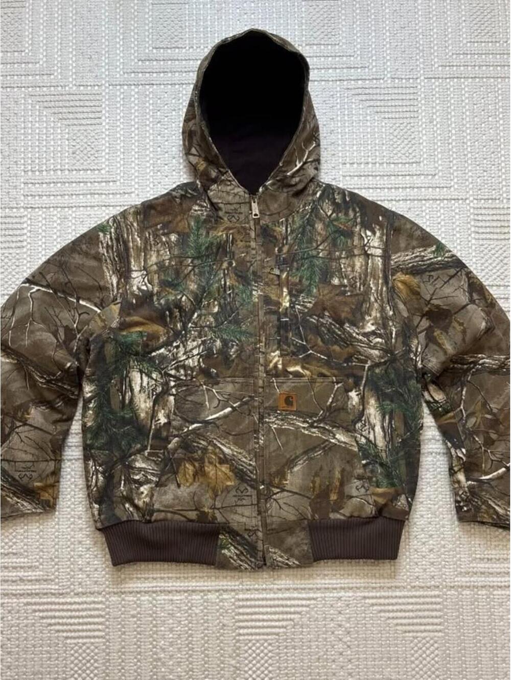 Vintage Carhartt Realtree Camo Hooded Canvas Jacket Workwear